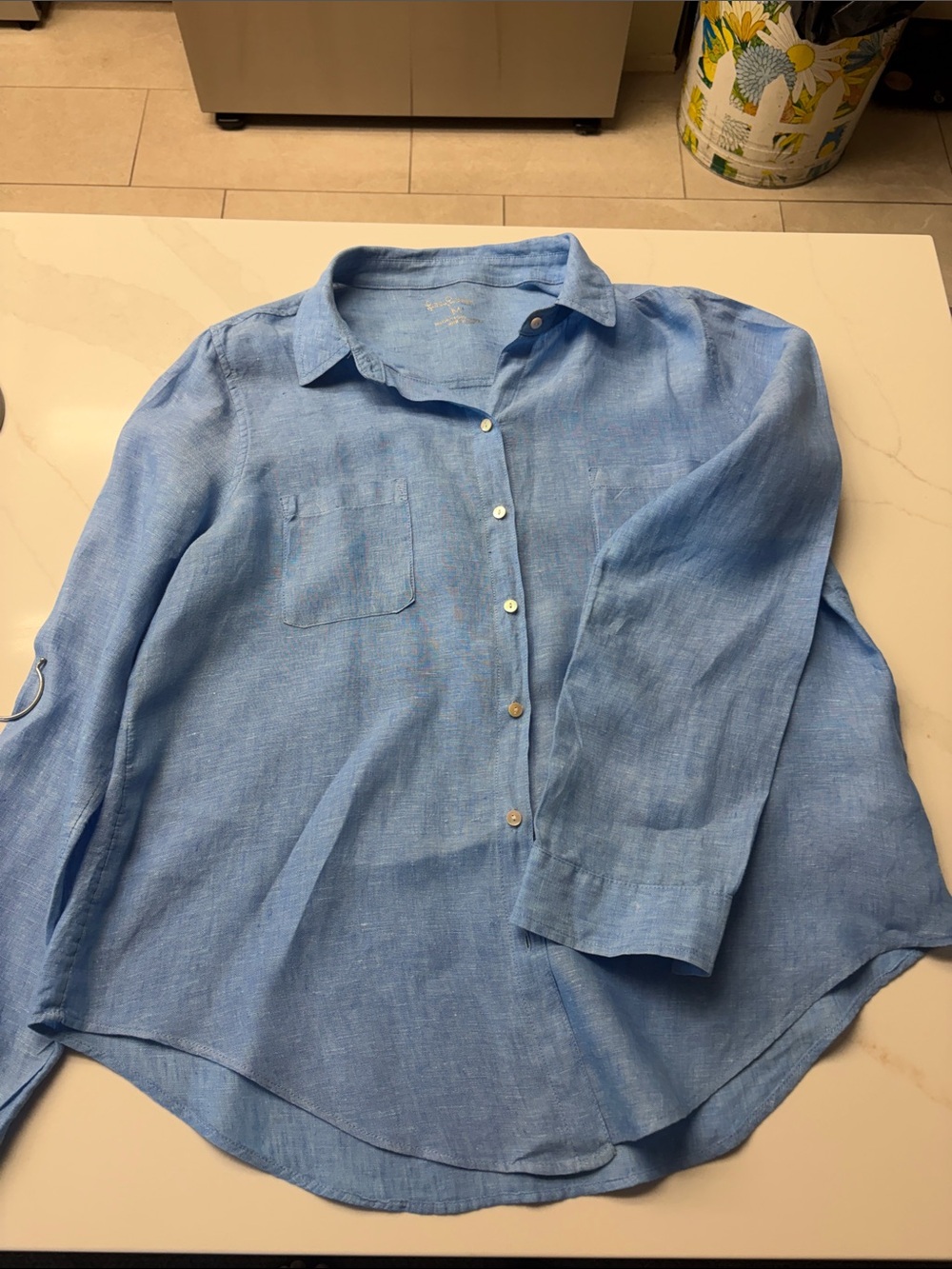Lily Pulitzer Light Blue Linen Button-Up Shirt - Picture 4 of 4